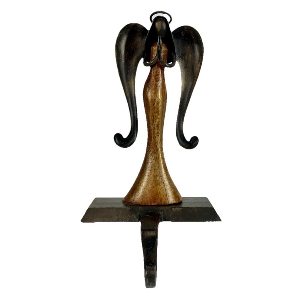 Pier 1 Imports Angel Stocking Hanger Holder Wood Metal Christmas Holiday